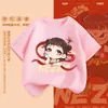 Camiseta de Manga Corta para Niños 2025 Nueva Ropa de Verano para Niños Nazha Top de Media Manga Ropa Occidental de Verano para Niñas