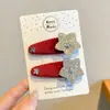 Pinza para el Cabello Red Velvet con Estrellas de Brillo Fino, Accesorio para el Cabello de Año Nuevo para Bebés, Pinza para Flequillo Lateral, Pinza para el Cabello Infantil para Niñas