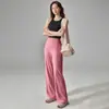 Calça de yoga lulu para mulheres, modeladora, calça casual de perna larga, calça de yoga para esportes ao ar livre, calça de perna reta para treino de fitness e corrida