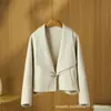 Abrigo Corto de Lana Doble Cara para Mujer 2026 Nuevo Estilo Otoño/Invierno con Cuello de Traje, Sencillo y Elegante para el Trabajo, Chaqueta Juvenil de Lana