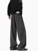 Calça Casual Xadrez Retrô Americana para Homens, Marca Tendência Solta, Estilo Preguiçoso, Calça Longa Reta Solta com Barra Larga Roupa Masculina