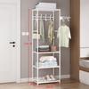 Perchero de Piso de Doble Fila Perchero Multifuncional para Abrigos Dormitorio Hogar Perchero Simple Perchero para Secar Ropa Estante de Almacenamiento de una Fila