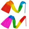 Cintas de Seda de Colores con Palos para Adultos y Niños, Cintas Largas de Seda para Danza, Accesorios para Performance de Apertura de Reunión Deportiva, Cintas de Colores