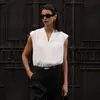 Camisa sin mangas de gasa con diseño francés transfronterizo para mujer 2026 Estilo minimalista Holgada Adelgazante Para ir al trabajo Camisa de alta gama