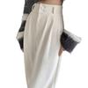 Calças Femininas Pequenas de Outono e Inverno com Fivela Dupla e Forro de Lã Preta com Perna Larga Calças Femininas de Chenille de Outono e Inverno Casuais Retas com Cintura Alta
