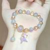 Nueva Pulsera Dulce Sanrio Ice-Through Regalo Transmisión en Vivo Abalorio Degradado Dibujos Animados Bicolor Pulsera de Cristal para Mujer