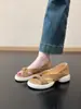 Sandalias de Verano con Suela Gruesa y Boca de Pez para Mujer, Estilo Simple, Punta Abierta, con Correa en el Tobillo, Sandalias Slip-On Versátiles para Mujer