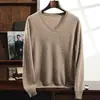 Suéter Masculino Gola V 2026 em Cashmere Casual para Negócios Manga Longa Tricotado com Novas Peças Outono e Inverno