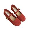 Sapatos Vermelhos de Salto Único para Mulheres, Novos Sapatos Mary Jane Retrô Franceses para Primavera e Outono, Mocassins Baixos, Novo Estilo Ballet Primavera 2026
