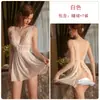 Rosa Puro Deseo Malla Transparente Encaje Cuello en V Profundo Ceñidor de Cintura Espalda Descubierta Abertura Tira Vestido de Noche Ropa de Exterior Conjunto para el Hogar 725