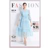 Vestido Elegante de Encaje con Cuello en V y Manga Farol para Socialité de Alta Gama Transfronterizo para Mujer, Cintura Adelgazante, Falda Larga con Volantes