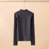 Capa base de acetato y cachemira de cuello alto medio para mujer, corte ajustado, color liso, engrosada para abrigar, ropa interior para mujer al por mayor