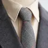 Buena sensación al tacto cremallera perezosa formal de negocios cuadros lana corbata hombre un solo jalón gris caja de regalo coreana
