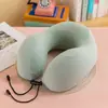 Almohada de Espuma Viscoelástica de Color Sólido en Forma de U, Almohada Redonda de Viaje para el Cuello, Almohada de Espuma Viscoelástica en Forma de U al por Mayor con Impresión de Logo