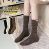 Calcetines apilados para mujer, calcetines de tubo medio, calcetines de verano de moda retro de tubo alto, calcetines de pantorrilla de otoño e invierno, calcetines de algodón de color liso, medias