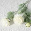 Flor Artificial Elegante Simulada de 3 Cabeças Flocada Qianzi Orvalho Lótus Peônia Decoração de Casa Casamento Buquê Falso Elegante