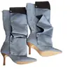 Botas de cowboy de tacón alto de punta fina tipo stiletto, nuevo estilo 2026, diseño de patchwork, versátiles para dos looks diferentes, modernas y con estilo