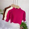 Suéter Básico para Niñas Ropa de Otoño Suéter Tejido para Niños Suave Encerado Suéter de Cuello Medio Alto para Bebé Niña Primavera y Otoño Estilo Occidental