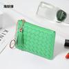 Nova Mini Carteira Pequena Feminina com Zíper Porta-Moedas Estilo Coreano Trançada Fofa Leve Pequena com Pingente Bolsa para Cartões Bolsa de Moedas