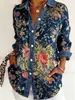 2026 Nova Camisa Patchwork Estilo Europeu e Americano com Estampa Floral 3D para Mulheres, Jaqueta Cardigã Versátil de Manga Longa Moda Primavera