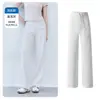 Calça Reta Estreita de Cintura Alta em Liocel para Primavera e Verão Feminina, Proteção Solar, Emagrecimento, Alongamento da Silhueta, Confortável, Antibacteriana, Caimento Fluido, Leve, Casual