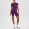 Moda Yoga Transfronteiriça Europeia e Americana Novo Estilo Feminino Alta Elasticidade Justo Manga Curta para Corrida Camiseta Shorts Fitness de Cintura Alta Secagem Rápida Conjunto