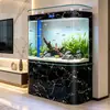 2026 Nuevo Modelo Tanque de Peces Grande con Filtro Inferior para Sala de Estar, Uso Doméstico, Ecológico, No Requiere Cambio de Agua, Tanque de Peces Grande de Doble Arco Curvo de Vidrio Ultra Blanco