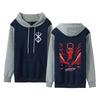 Sudadera con Capucha de Moda de Color en Contraste para Parejas para Hombre y Mujer de Talla Grande con Forro Polar Serie Legendaria Berserk Estilo Espada