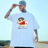 Camiseta de manga corta transfronteriza para hombre, estilo coreano, animada, Crayon Shin, holgada, casual, top de verano, media manga, camiseta de pareja