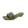 Sandalias de Mujer Populares para Exteriores de Moda Tendencia 2026 con Tacón de Cuña Cuadrado Aumentador de Altura Adornado con Pedrería