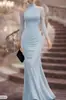 2026 Europeo y Americano Transfronterizo Comercio Exterior Amazon Nuevo Producto Color Sólido Ajustado Malla Patchwork Largo Vestido de Cola de Pez para Mujer