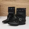 Botas de Cano Curto Ocidentais Versáteis Estilo Coreano para Mulheres, Coleção Primavera e Outono 2026, Design de Salto Grosso, Botas de Cavaleiro com Bico Apontado e Dobras, Botas Leggings