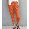Pantalones casuales de verano para mujer, de algodón y lino, de color liso, sencillos, con cordones, ajustados y recortados, de Amazon.