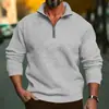 Sudadera Casual Popular de Otoño e Invierno para Hombre, Color Sólido, Manga Larga, Cremallera Media Europea y Americana, Talla Grande, Versátil, Cuello Alto
