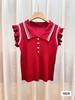 2026 Verão Moda Regata Tricotada Polo Fina Feminina Design Nicho Manga Voadora Top 1929 #