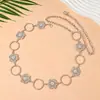 Cadena de Cintura Metálica Hueca con Flor Retro Transfronteriza Europea y Americana Accesorios para Mujer para Usar con Faldas, Cintura y Ombligo Cadena Corporal