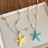Collar de Estrella de Mar Color Dopamina para Mujer, Accesorios de Estrella de Playa para Outfits Ootd, Estilo Isleño, Accesorios de Vacaciones en Sanya