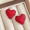 Pendientes de corazón de cristal rojo retro, estilo casual, con un toque de atmósfera, diseño elegante, estilo de nicho y versátiles.