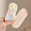 Lindas pegatinas de flequillo de dibujos animados para otoño e invierno, diademas de punto florales versátiles de estilo coreano con cierres de velcro, que exudan un ambiente sofisticado y elegante