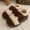 Sapatos de Algodão Birkenstock Color Block Retrô para Crianças, Fechamento com Velcro para o Inverno, Forrados com Lã, Quentes, Sapatos Casuais de Algodão para o Dia a Dia para Meninos e Meninas