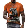 Verano Exportación Transfronterizo Nueva Serie de Motocicletas Impresión Digital 3D Estilo Hip-hop Urbano Suéter Ajustado Camiseta para Hombre