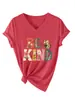 Amazon eBay sitio independiente moda elegante versátil mujer "sé amable" mariposa flor estrella cuello en V manga corta camiseta