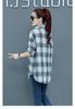 Camisa de Cuadros para Mujer Estilo Harajuku Retro Largo Medio Chic Suelta Abrigo Delgado Estilo Coreano Protector Solar Versátil Camisa de Estudiante
