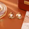 Pendientes de Perla Cruzados de Fábrica Original, Pendientes de Gama Alta, Modernos y Exquisitos, Pendientes Dulces y Frescos Estilo Hada
