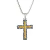 Colar com pingente de cruz de lava preto e dourado masculino moderno ins liga pingente simples nicho alta sensação pingente de joia original