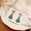 Pendientes de plata con diseño de muñeco de nieve navideño, copo de nieve, asimétricos, con diseño de árbol de Navidad y gotas para los oídos.