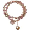Pulseira de Cristal Colorido Natural para Cabelo Feminina Moda Nacional Fecho de Segurança Pulseira de Cristal Multicamadas Pulseira Presente para Namorada