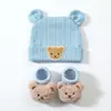 Nuevo gorro de punto para niños, lindo gorro de oso de dibujos animados para niños y niñas, moderno gorro de lana sin pompón nuevo para otoño e invierno