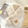Lindo Lindo girl versátil cachecol de pelúcia bordado de urso outono e inverno quente estudante ciclismo à prova de frio cachecol peludo feminino