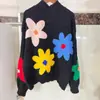 Novo Suéter Colorido Floral de Tamanho Grande Estilo Europeu e Americano 2026 para Mulheres com Bordado Pesado Tricô Pulôver